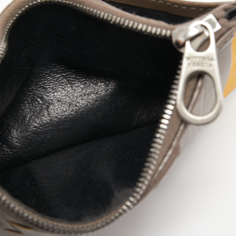 BOTTEGA VENETA Brown/Yellow Intrecciato Leather Zip Card Holder - Picture 2 of 8